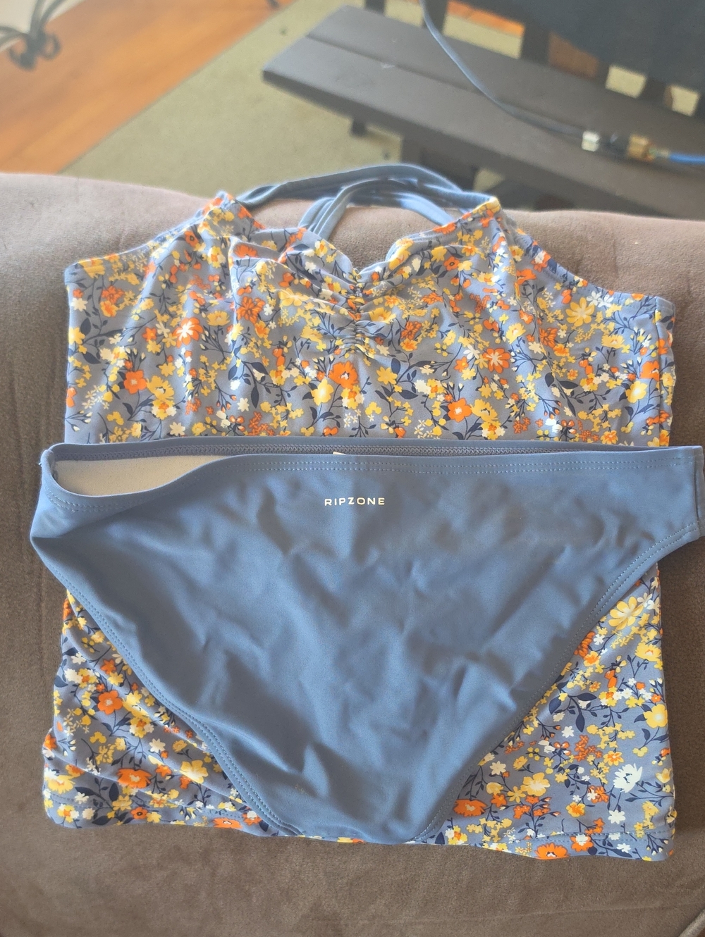 Women's Blue Floral Tankini Set